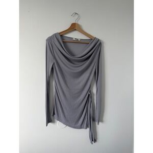 Solène Fashion Women's Draped Cowl Neck Top – Slate Gray – One Size